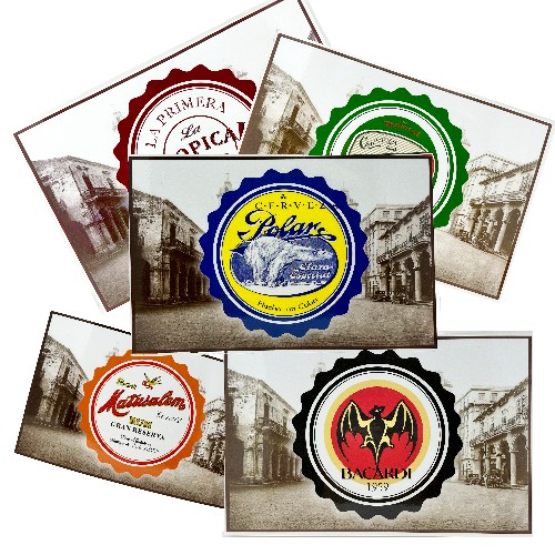 Retro Cuban Beers and Rum Brands Themed Place Mats Doilets. Laminated ...