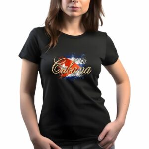 Cuban Flag T-Shirt – Cubana in Gold Lettering