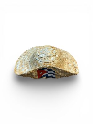 Cuban Straw Hat Souvenir with Flag – Traditional Guajiro Style Décor