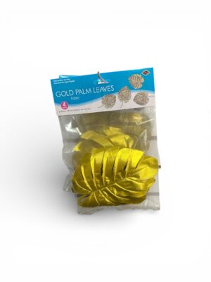 Gold Fabric Palm Leaves – Decorative Set (4 Pieces)