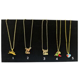 Gold-Tone Cuba Theme Necklaces (Stainless Steel)
