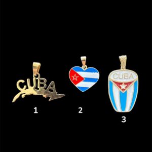 Cuba-Themed Chain Pendants – Gold-Tone Stainless Steel