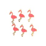 Pink Flamingo Charm Pendant – Gold-Colored Stainless Steel