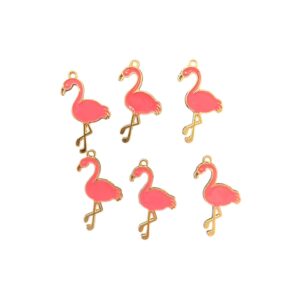 Pink Flamingo Charm Pendant – Gold-Colored Stainless Steel