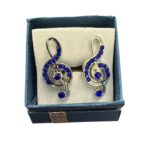 Treble Clef Cufflinks with Blue Crystals – Silver Tone