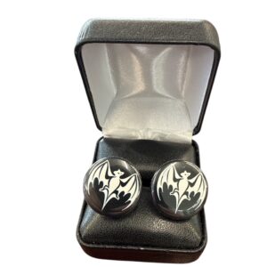 Bat Design Cufflinks – Black & Silver Tone