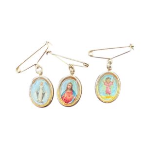 Religious Medal Safety Pin Set – Gold Tone