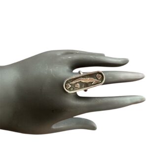 Sterling Silver Cuba Map Ring with Heart Details