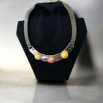 Leather Necklace with Stainless Steel and Polymita Shells from Baracoa, Cuba