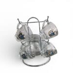 Clear Glass 4-Cup Espresso Set with Cuban Shield – Gold or Silver Crest