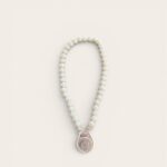Pearl Bead Bracelet with Cuban Coin Charm