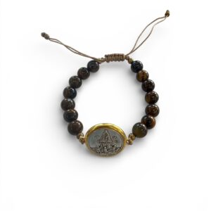 Tiger Eye Beaded Bracelet – Virgen de la Caridad Medallion