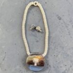 Silver-Tone Palm Tree Necklace & Earrings Set