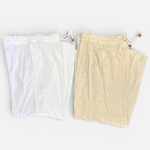 Women’s Linen Pants – White & Beige