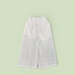Women’s White Eyelet Wide-Leg Pants