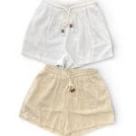Women’s Linen Shorts – White & Beige