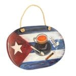 Cuban Coffee & Flag Decorative Wood Plaque – 18x12”