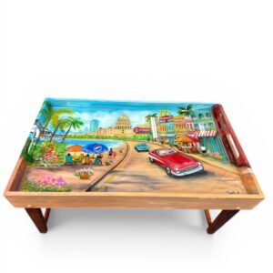 Cuba Hand-Painted Bed Tray Table – Havana Scene