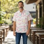 Men’s Short Sleeve Geometric Print Shirt – Pastel Multicolor