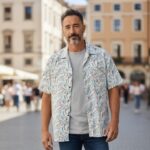 Classic men’s short sleeve button-down shirt featuring a bold black and white tropical leaf print. This timeless design blends modern style with a relaxed island vibe, making it perfect for warm weather and casual occasions. Lightweight and breathable, it pairs effortlessly with jeans, linen pants, or shorts. Ideal for summer outings, vacations, dinners, or resort wear.