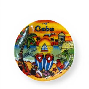 Cuba Round Scenic Magnet – Sunset Design