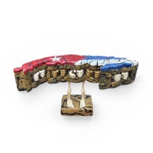 Cuba Island Sculpture with Cuban Flag – 12” Decorative Tabletop Piece