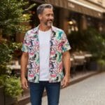 Men’s Short Sleeve Multicolor Abstract Print Shirt
