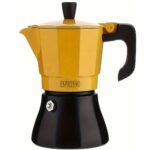 Cuban Coffee Maker Aluminum Construction 3/6 Cups Gold Design