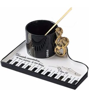 Ernesto Lecuona's Cuban Coffee or Cortadito Cup with Tray and Spoon