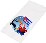 Santa Arriving Kitchen Towels Folded: 12" x 6" Wide. Opened 25" x 16 ' Wide