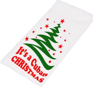 Cuban Christmas Tree Kitchen Towels Folded: 12" x 6" Wide. Opened 25" x 16 ' Wide