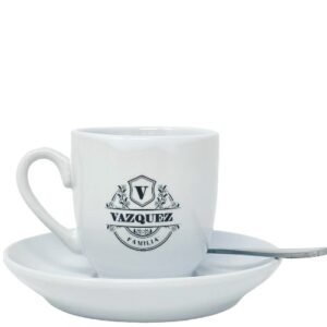 Personalized Demitasse Set – Custom 4-Cup Espresso Set with Stand & Spoons