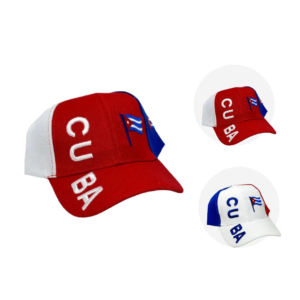 Tricolor Cuba Head Cap with Embroidered Flag & Text