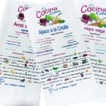 Cuban Recipes Kitchen Towels Folded: 12" x 6" Wide. Opened 25" x 16 ' Wide