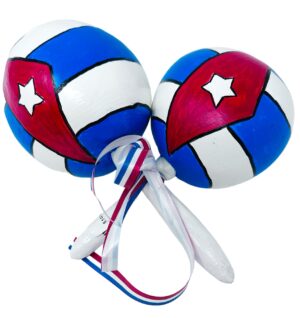 Set Maracas with Cuban Flag. Hand Painted. 8" long