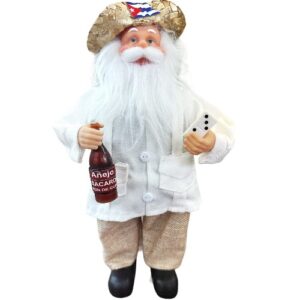 Cuban Santa Figurine with Guayabera and Hat (14" Tall).