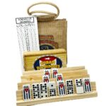 Cuban Domino Kit, Includes Double Nine Set with Cuban Flag, 4 Atriles (Holders) and Score Keeper