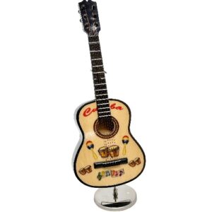 Small Guitar with Cuban Musical Instruments with Case and Stand 7.75" Tall