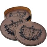 Leather Coaster set (6) with the Elegant Cuban Coat of Arms
