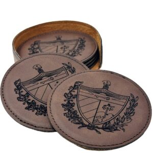 Leather Coaster set (6) with the Elegant Cuban Coat of Arms