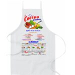 Apron "Cuban Recipes" Choose from: Ajiaco, Arroz con Pollo, Carne Con Papas, Ropa Vieja, Arroz con Leche etc