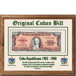 Mounted Original Cuban Bills (1950s-1960) – $1 to $100