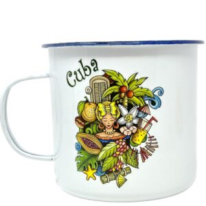 Enamel Cuban Collage Cup – Available in 3 oz, 4 oz, 12 oz, and 24 oz