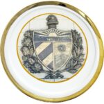 Majestic Ceramic Wall Plate with Beautiful Retro Golden Cuban Coat of Arms