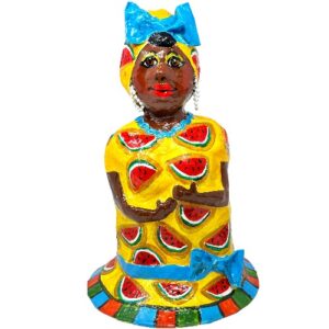 Mama Ines Cuban folkloric Character Yellow Hand Made Paper Mache 12" x 7" Base