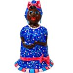 Mama Ines Cuban Folkloric Character Blue Hand Made Paper Mache 12" x 7" Base