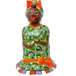 Mama Ines Cuban Folcloric Character Green Hand Made Paper Mache 12" x 7" Base
