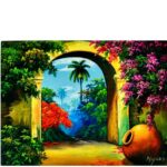 Ceramic Tile 6 x 8" for Wall or Table Top "Patio Camagueyano" Stand Included