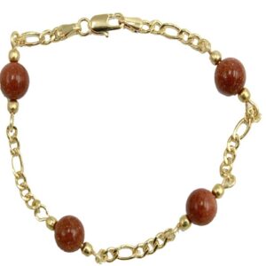 Cuban Venturina Bracelet Gold Tone 7 3/4" Long