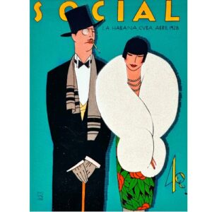 Ceramic Tile 6 x 8" for Wall or Table Top "Social Magazine 1920's" Stand Included